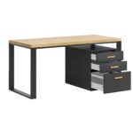 Industrieller Loft-Schreibtisch mit Schubladen. Eichenholzplatte 160 cm x 70 cm. Blum-Schubladen