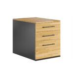Eichenholzsockel mit Schubladen für Schreibtisch mit Holzplatte