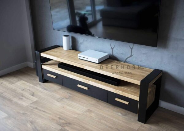 hi-fi rtv-schrank aus holz und metall