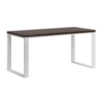 Weißer Schreibtisch mit brauner Holzplatte 160x70