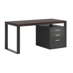 Moderner Schreibtisch aus Massivholz mit Unterschrank 160x70