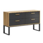 Eine Kommode für das Büro oder Arbeitszimmer. Modern, Loft-Stil. Schwarz. weit. 140cm