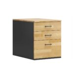 Eichenholzsockel mit Schubladen für Schreibtisch mit Holzplatte