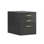 Schwarzer Rollcontainer mit Schubladen Loft Office