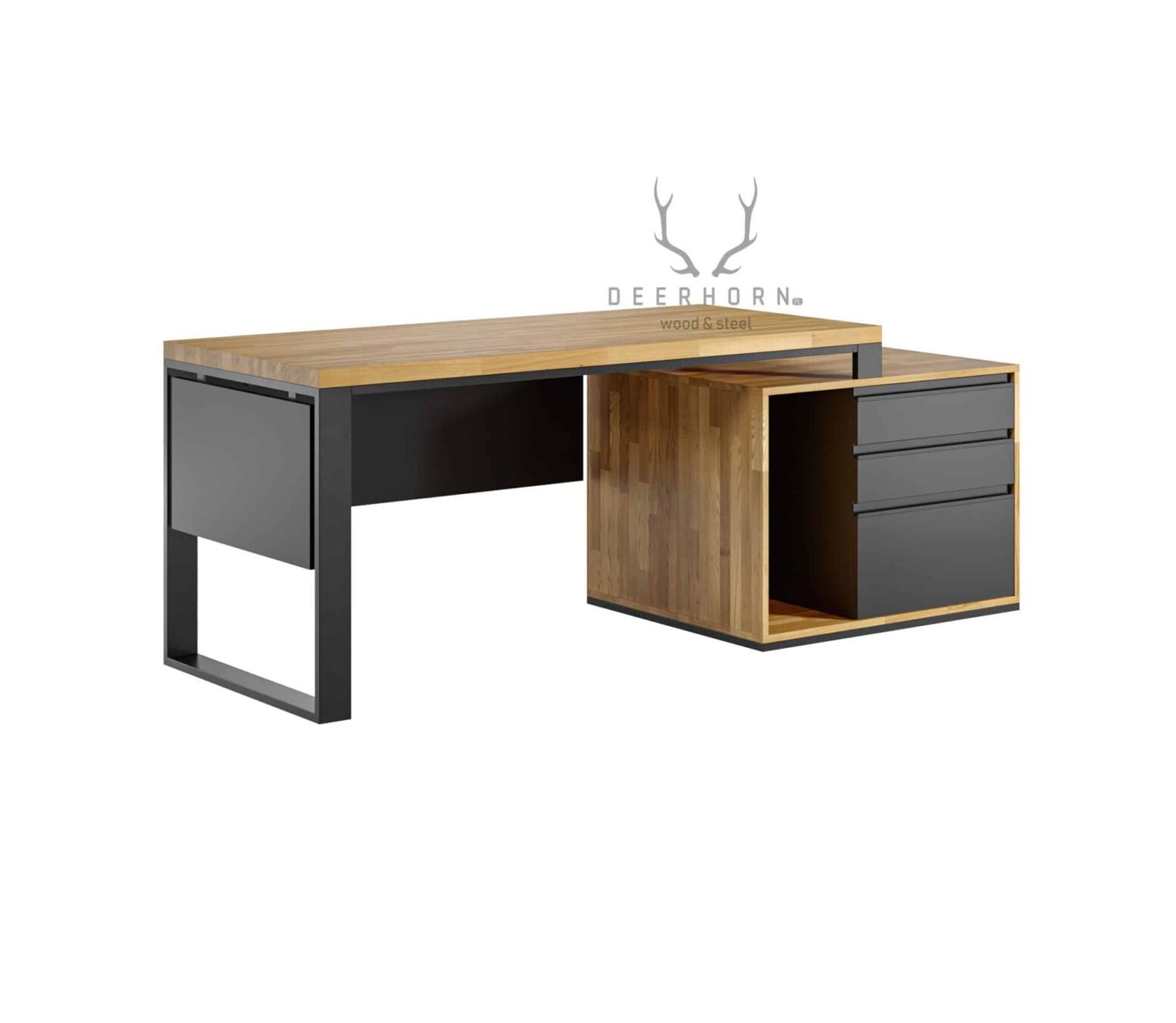 Premium-Schreibtisch mit Holzplatte