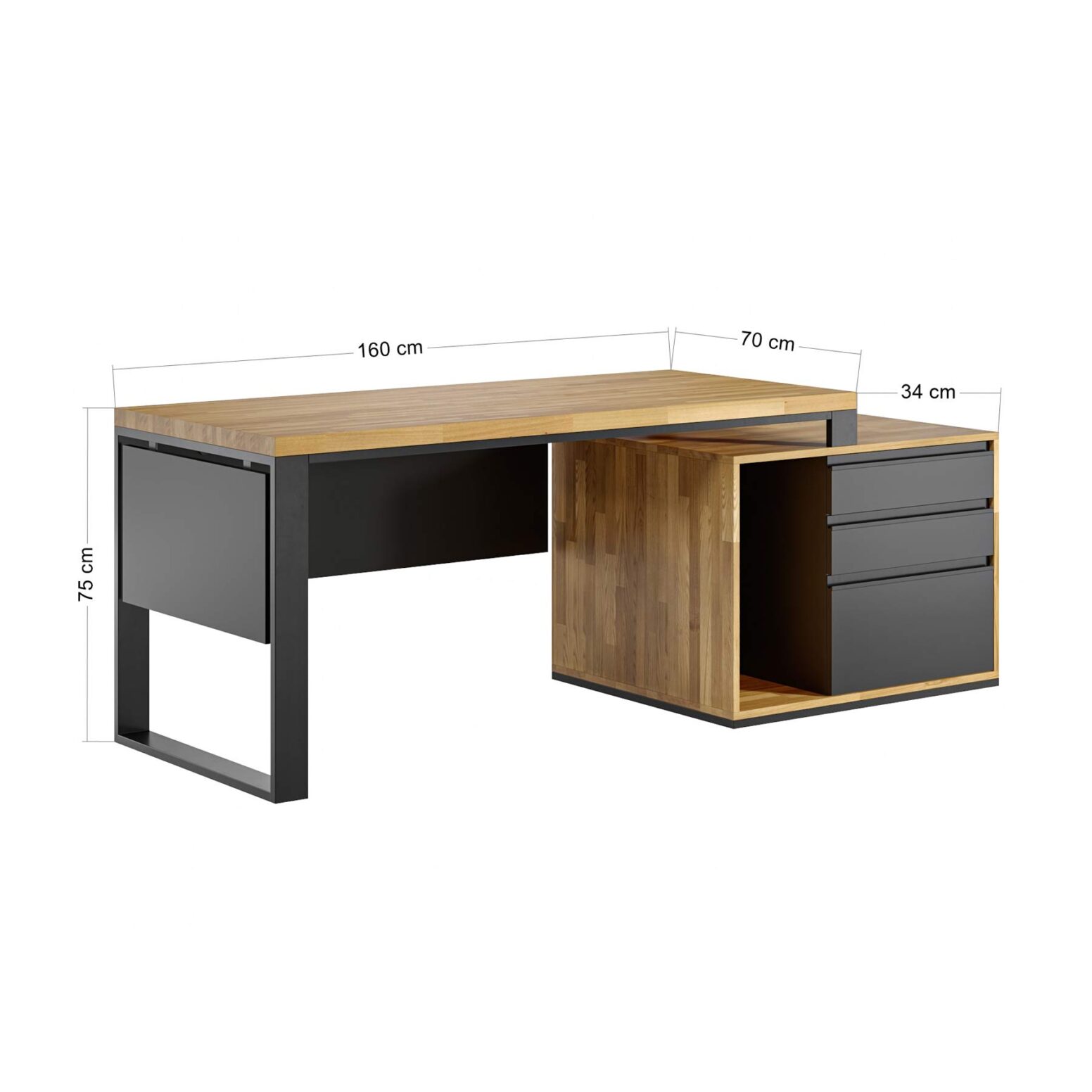 Schreibtisch mit Schrank und Schubladen