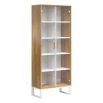 Moderne weiße Dokumentenvitrine für Büro und Wohnzimmer auf Metallfüßen