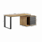 biurko drewniane z metalową podstawą