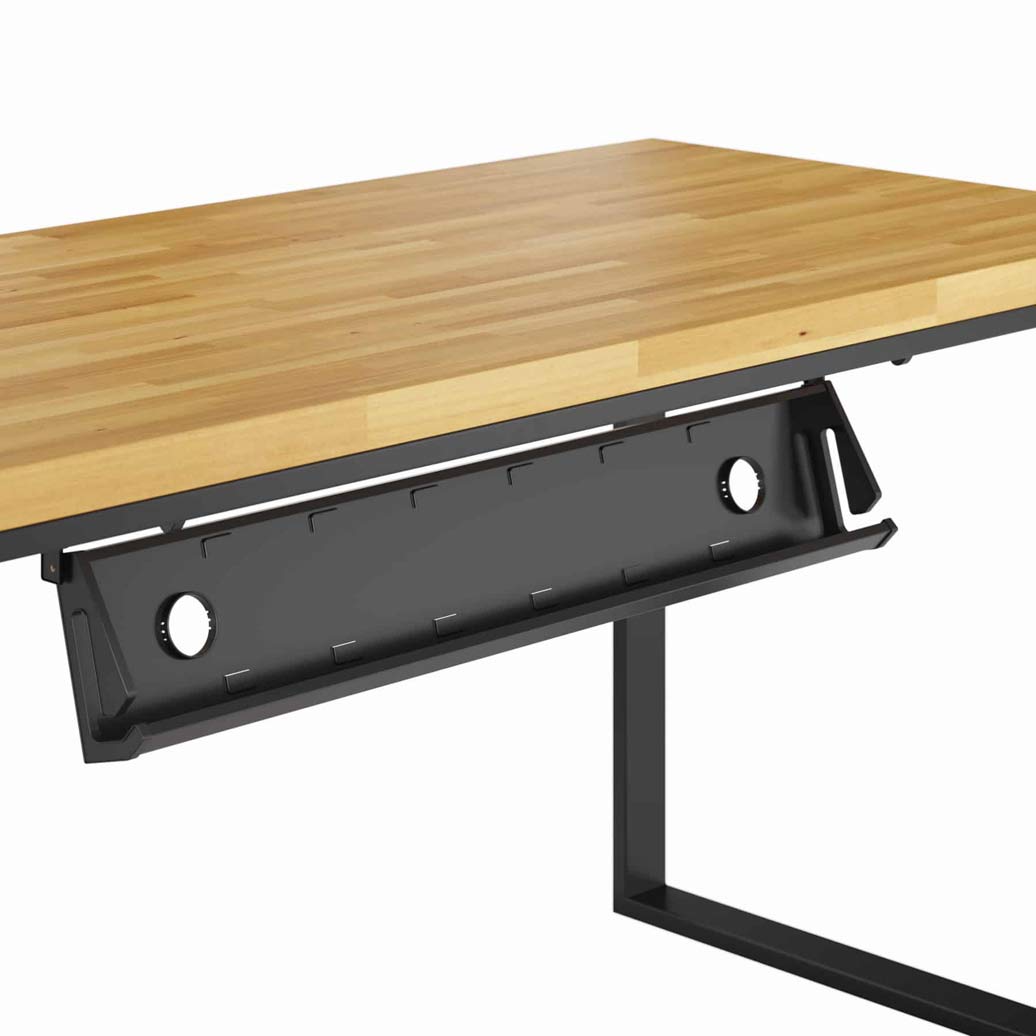 horizontaler Kabelkanal unter dem Schreibtisch schwarz offen