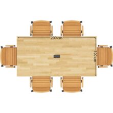 Stół konferencyjny z drewnianym blatem 200x100 z otworem na kable