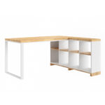 Weißer Eckschreibtisch aus Holz und Metall "modern office" rechtshändig