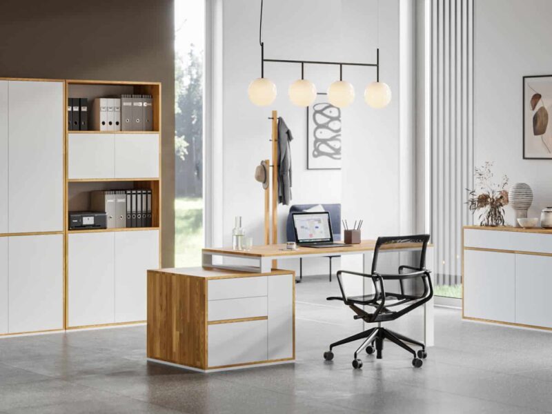 weiße Schrank- und Büromöbel
