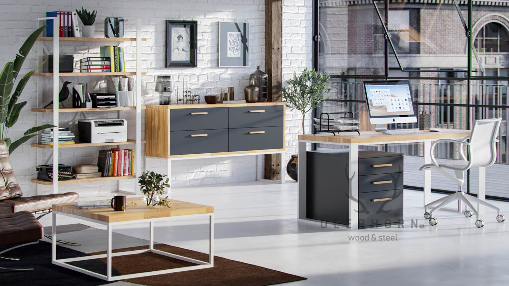 Loft-Büro weiße Büromöbel