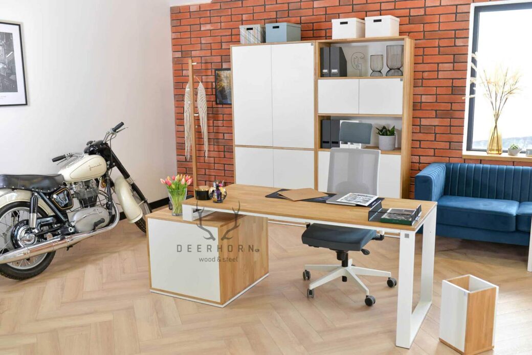 Weißes Loft-Büro schlankes Bücherregal Deerhorn Büromöbel