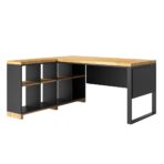 Eckschreibtisch 160 cm mit Schreibtischabdeckung links schwarz Modern Office