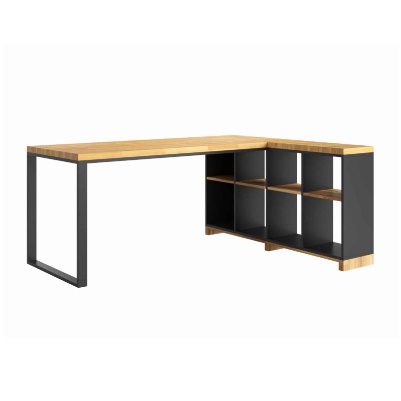 Modern Office Eckschreibtisch 180 cm schwarz, rechts