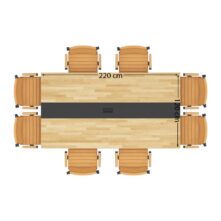 Stół konferencyjny z drewnianym blatem 220x120 cm z listwą po środku