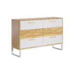 biała komoda biurowa z drewna i metalu w stylu industrialnym loft szer 140cm