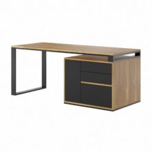 Schwarzer Schreibtisch mit Aktenschrank