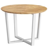 stół okrągły biały z podciętym blatem