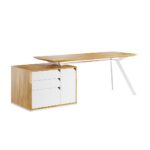 Weißer Schreibtisch mit Holzplatte loft industrial Active 180x70cm