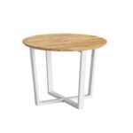 Runder Tisch mit Holzplatte mit Hinterschnitt. Durchmesser 100cm