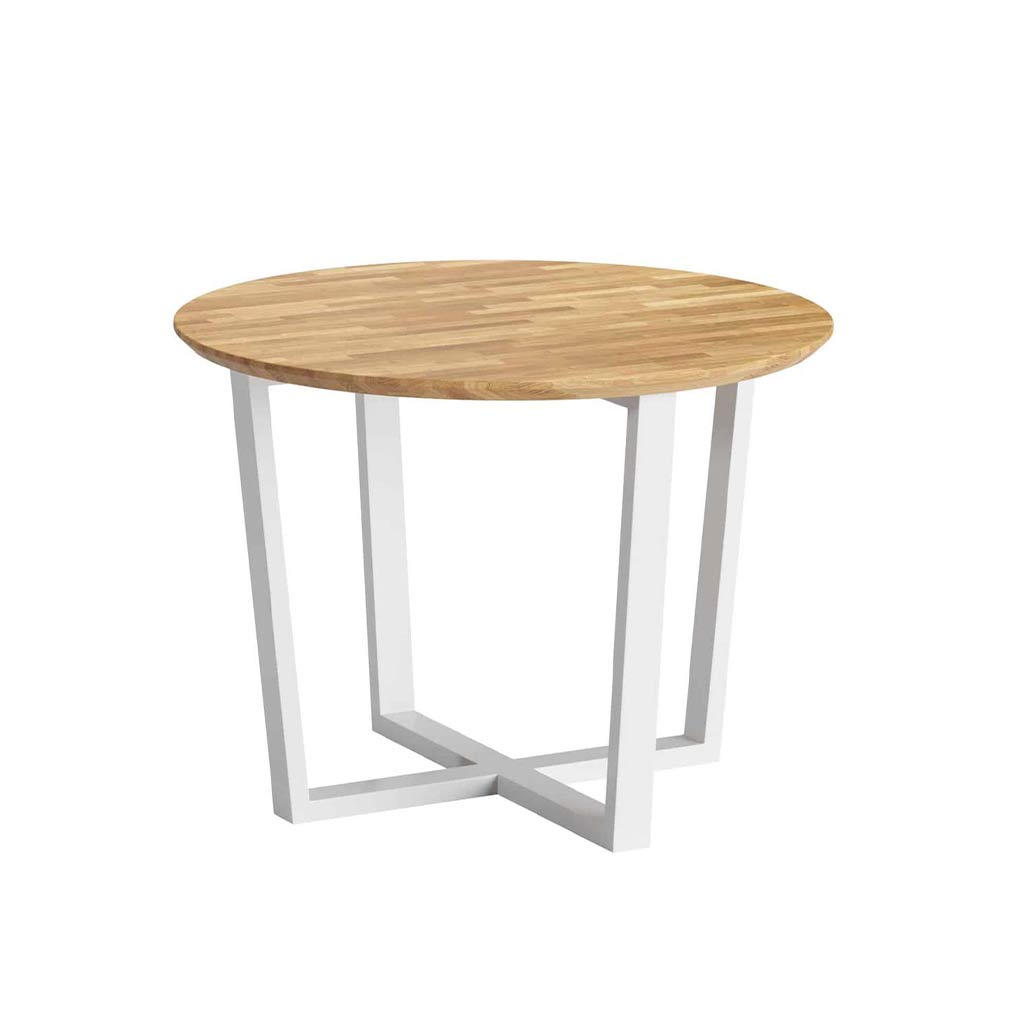 stół okrągły biały z podciętym blatem