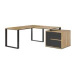 Eckschreibtisch slim schwarz ohne Blende rechts