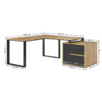 biurko narożne czarne z kontenerkiem