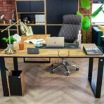 Schreibtisch Holz mit Metall