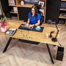 Metallschreibtisch Holz