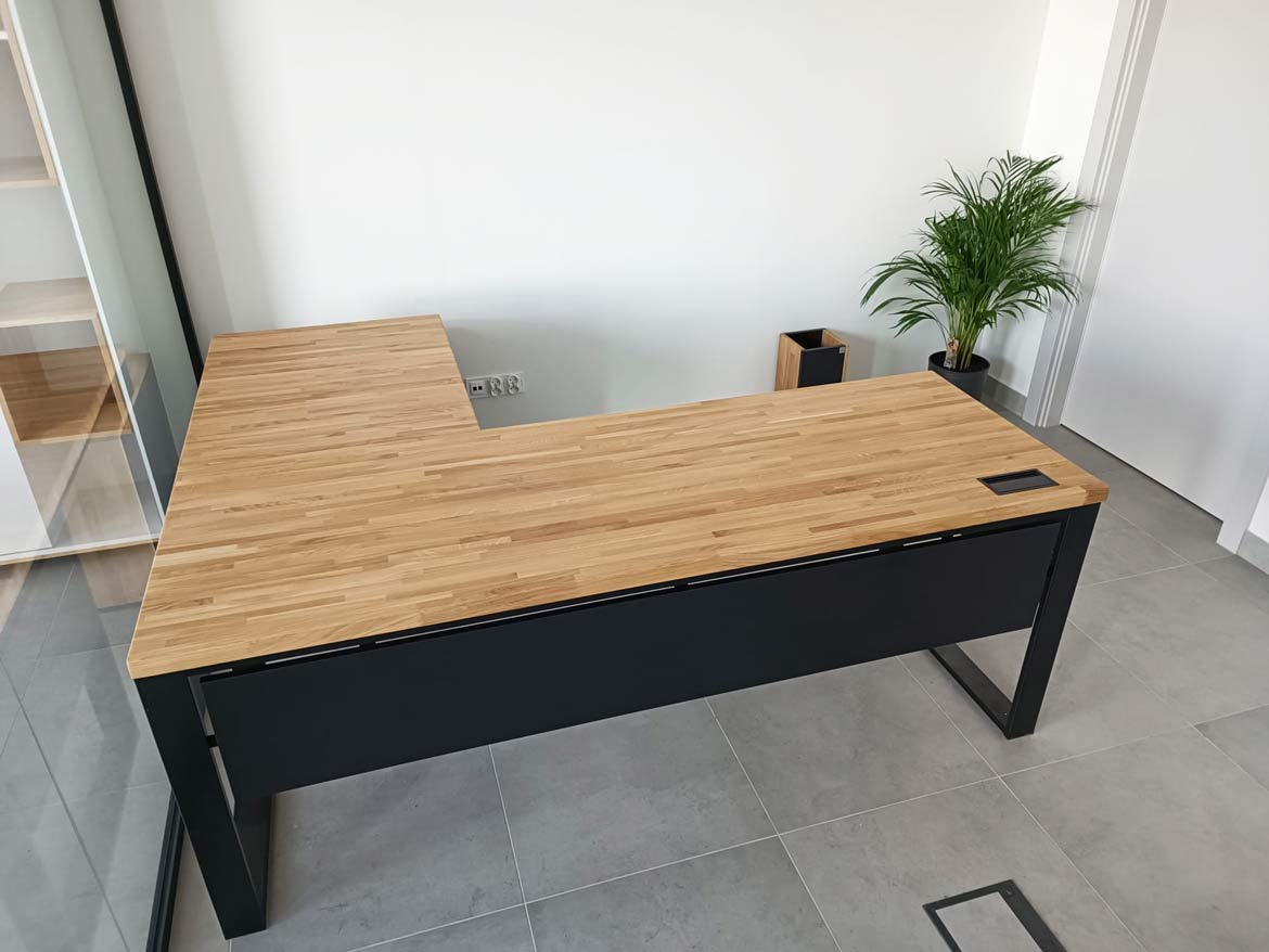 Eckschreibtisch mit Holzplatte premium loft industrial