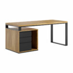 Kurzer Schreibtisch mit Holzplatte für kleines Büro "loft office plus" links