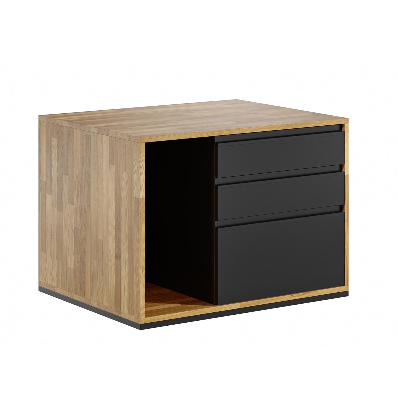 Schreibtischschrank schwarz mit 3 Schubladen