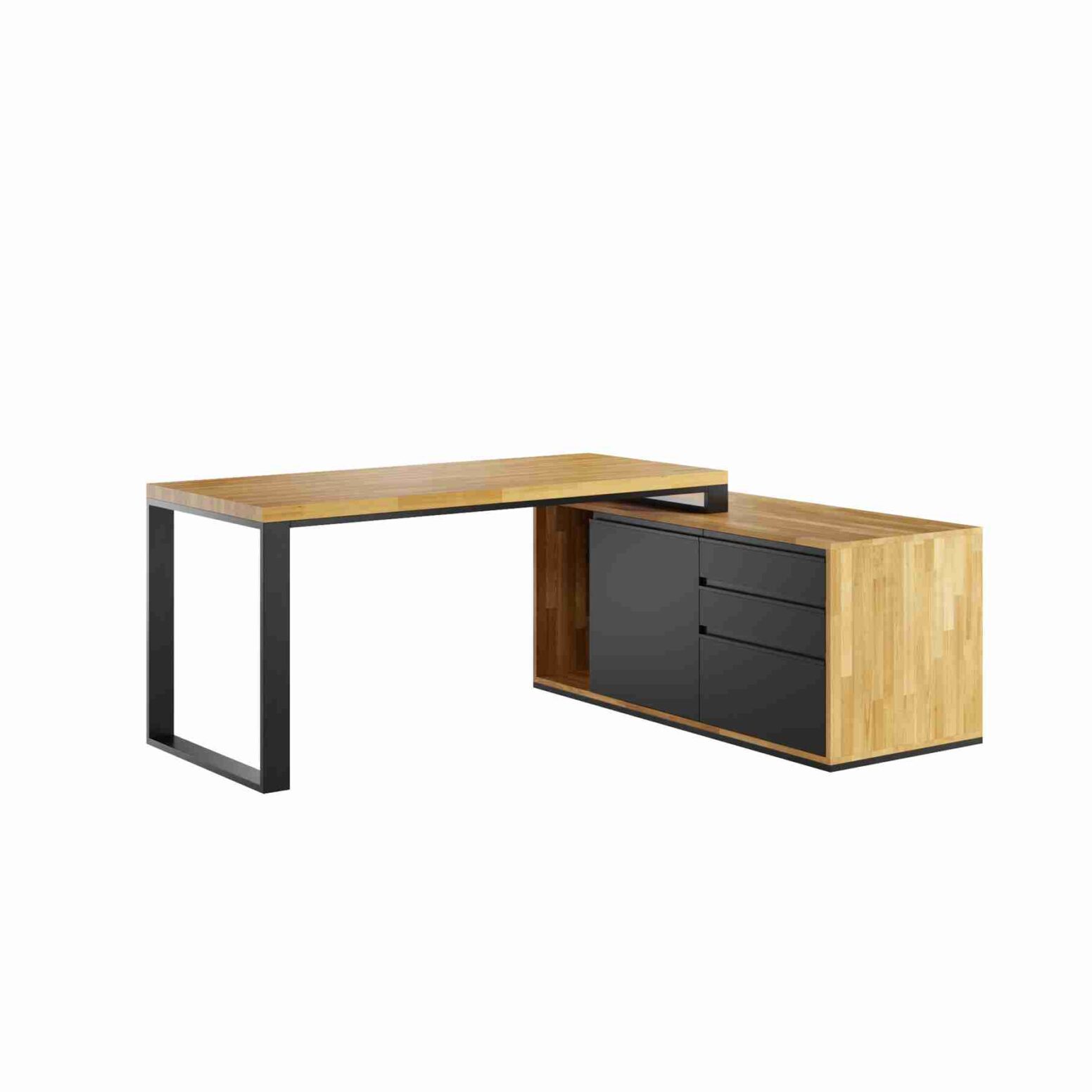 Schreibtisch_Office_Plus_160cm_schwarz_container_rechts Loft Office Plus Schreibtisch, rechts 160 cm