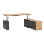 Eckschreibtisch mit Höhenverstellung und praktischem Rollcontainer 160x70