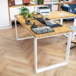 Eckschreibtisch Holz mit Metall