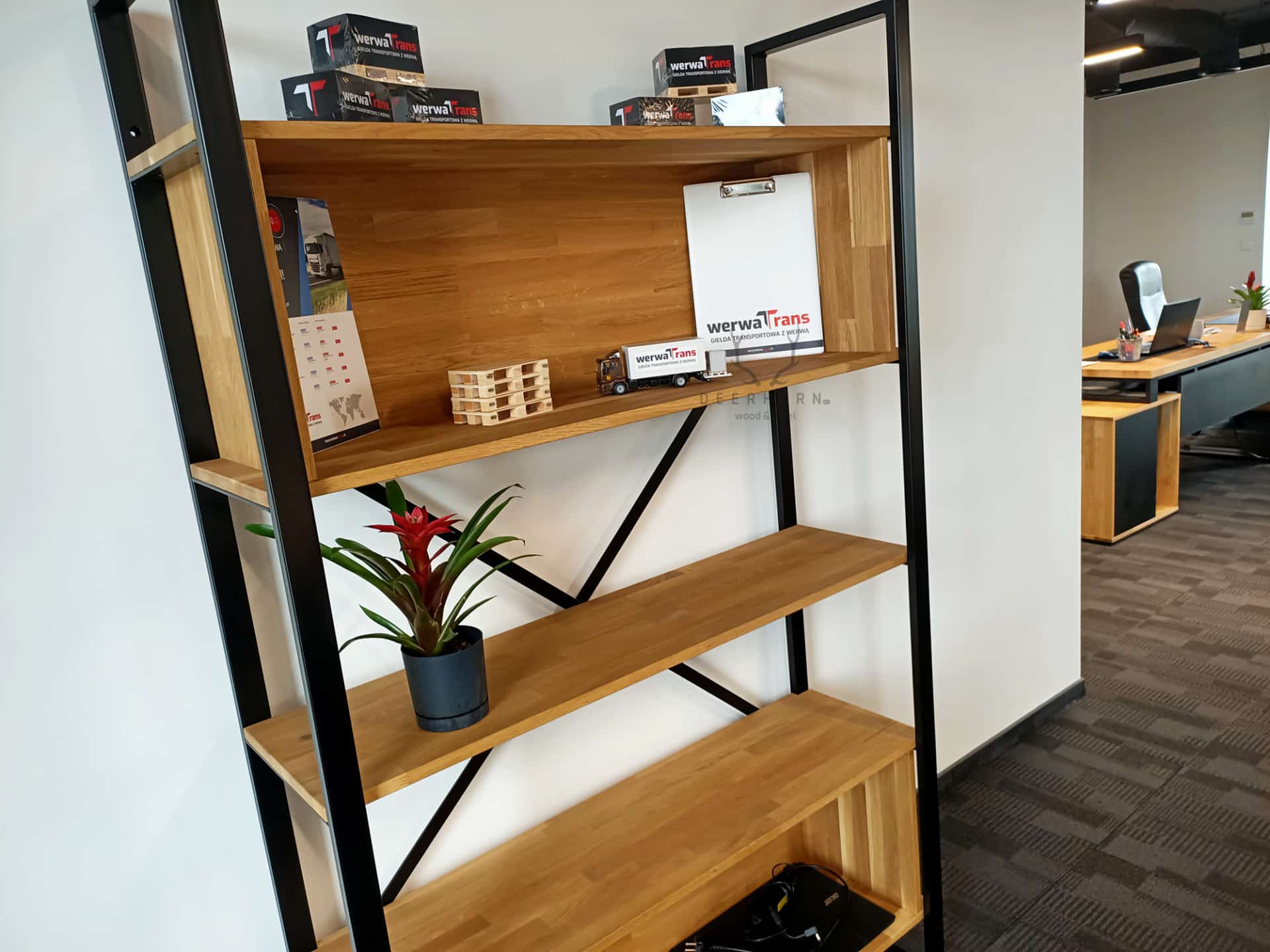 Büro Bücherregal aus Holz mit Metall