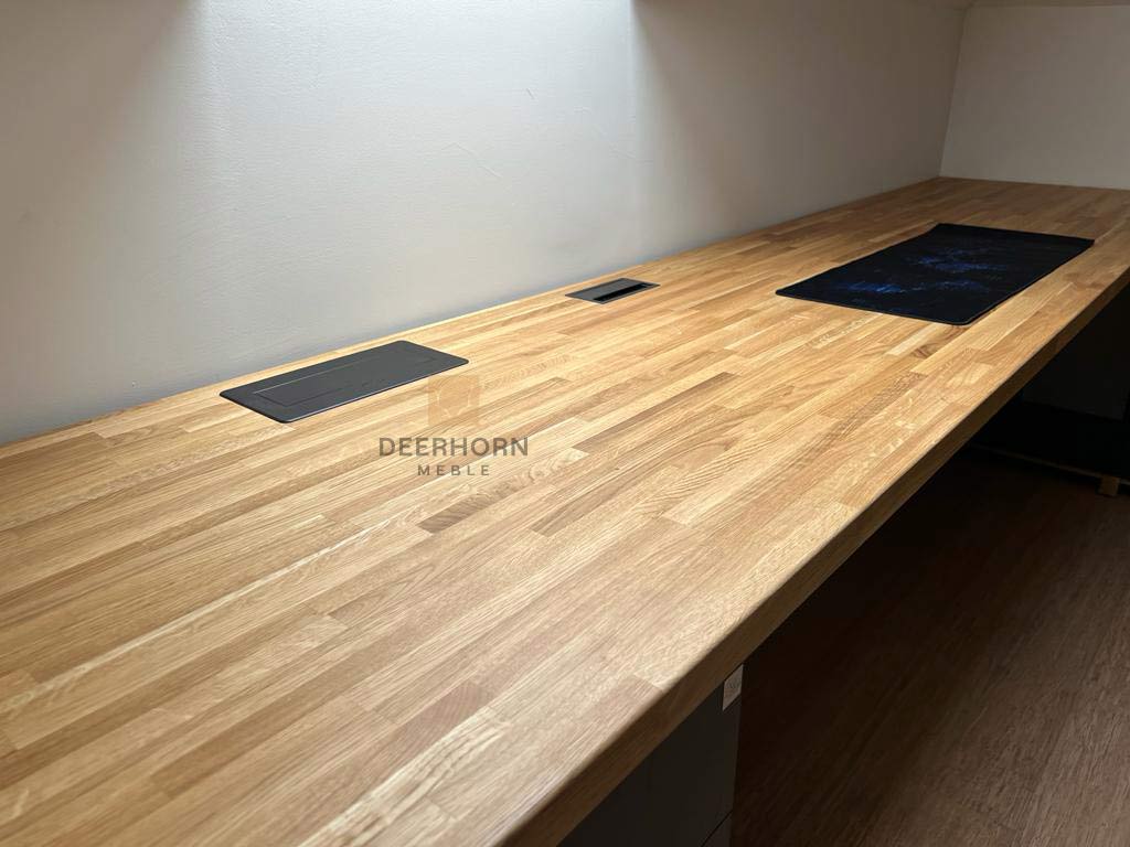 Loft-Schreibtisch mit langer Holzplatte | Deerhorn Möbel