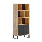 Bücherregal aus Holz mit schwarzen Fronten