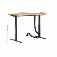 biurko regulowane do pracy siedząco-stojącej z drewnianym blatem