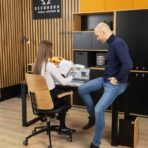 loft büromöbel, schwarz mit holz