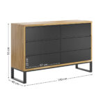 Komoda szeroka z 6 szufladami, naturalne drewno dębowe