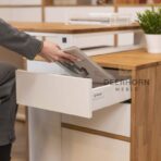 Sockel mit Schubladen unter dem Schreibtisch
