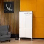 Schließfachschrank weiß mit Ebenholz