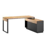 Eckschreibtisch schwarz mit Büro-Aktenschrank