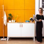 komoda biurowa biała z drewnem do archiwum