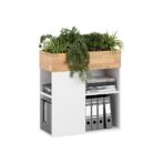 Blumenbeet für Schreibtisch weiß und Eiche natur