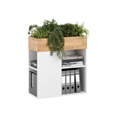 Blumenbeet für Schreibtisch weiß und Eiche natur