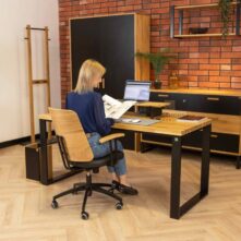 Massiver Loft-Schreibtisch mit Eichenplatte 160x70